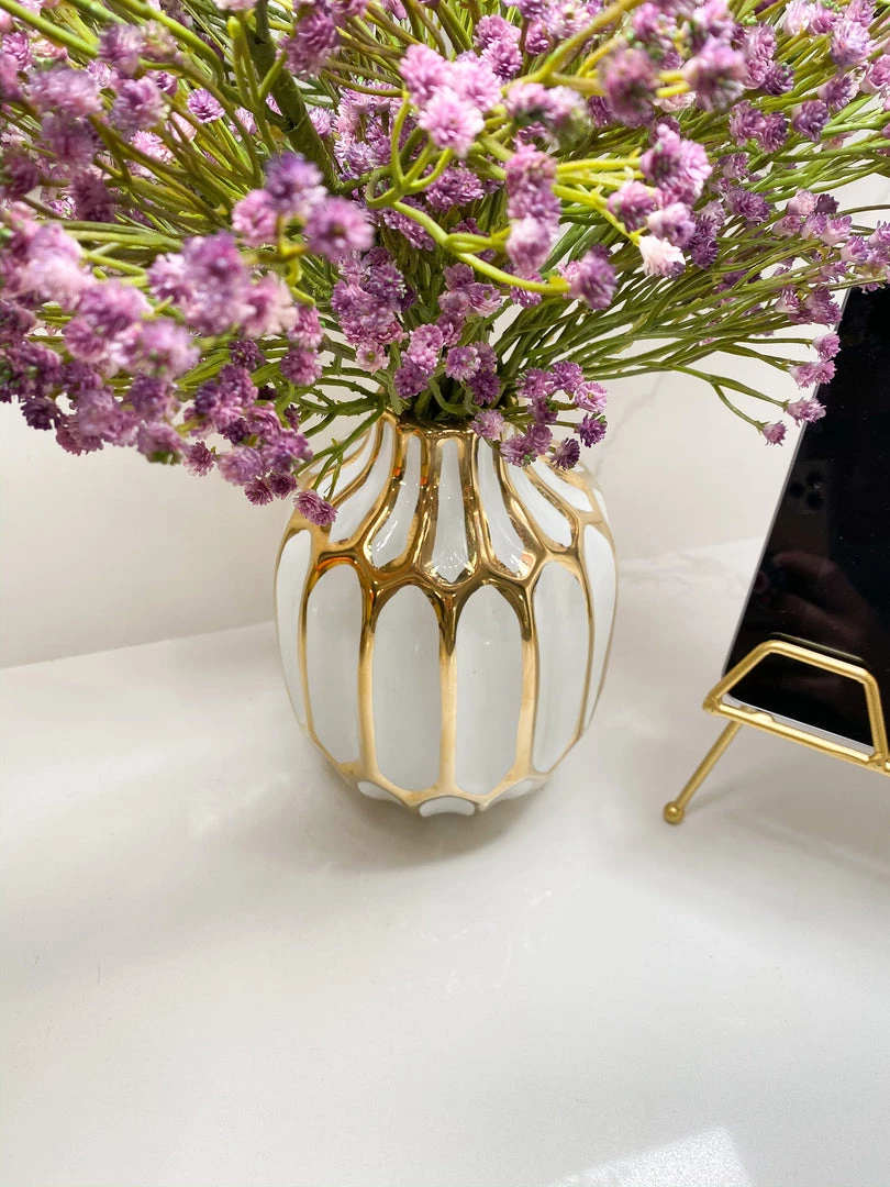 Inspire Me! Home Decor White And Gold Pattern Vase 5 Inspire Me! Home Decor White And Gold Pattern Vase