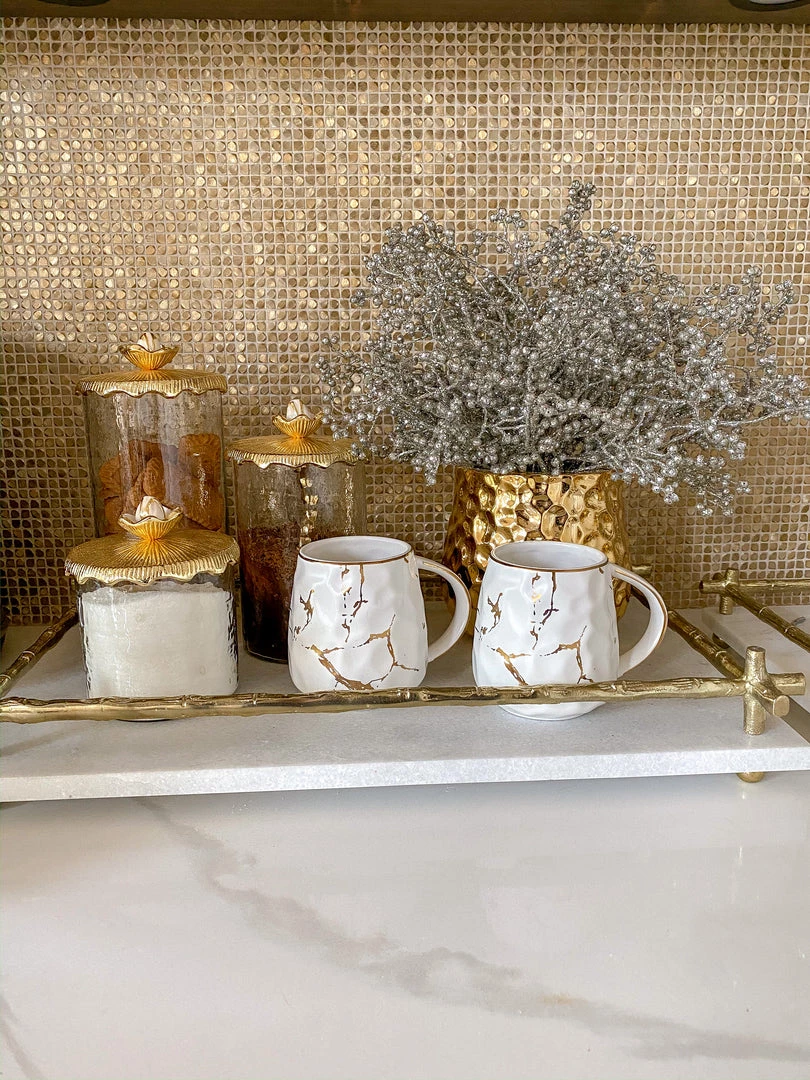 Inspire Me! Home Decor Metallic Gold Marble Print Mug With Hammered Texture 7 Inspire Me! Home Decor Metallic Gold Marble Print Mug With Hammered Texture