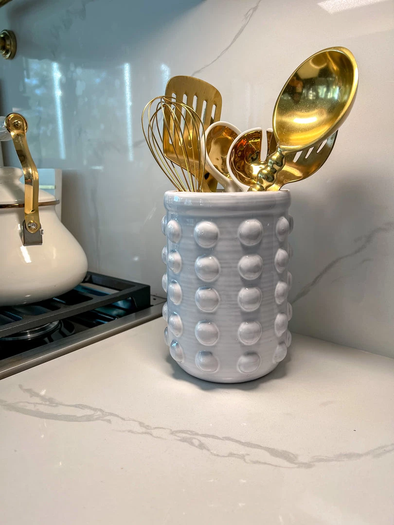 Inspire Me! Home Decor White Beaded Utensil Crock 3 Inspire Me! Home Decor White Beaded Utensil Crock