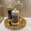 Inspire Me! Home Decor Gold Beaded Canisters W/ Marble Lid (3 Sizes) 1 Inspire Me! Home Decor Gold Beaded Canisters W/ Marble Lid (3 Sizes)