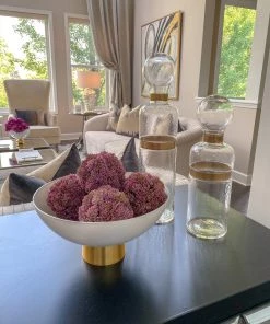 Inspire Me! Home Decor Large White Glass Gold Footed Bowl