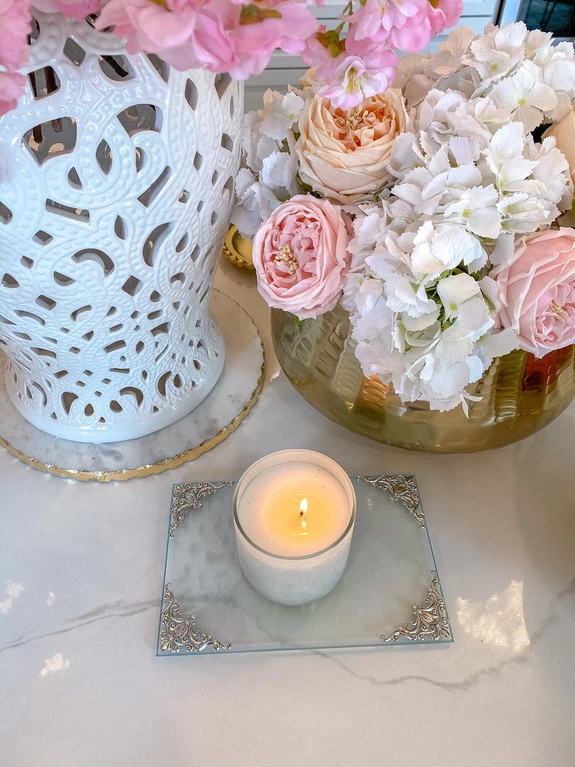 Inspire Me! Home Decor Glass Tray W/ Silver Corner Details And Swarovski Crystals 5 Inspire Me! Home Decor Glass Tray W/ Silver Corner Details And Swarovski Crystals