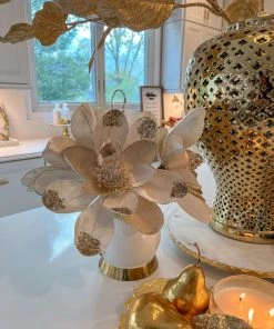 Inspire Me! Home Decor White Ceramic Pitcher With Gold Leaf Handle And Base 8 Inspire Me! Home Decor White Ceramic Pitcher With Gold Leaf Handle And Base