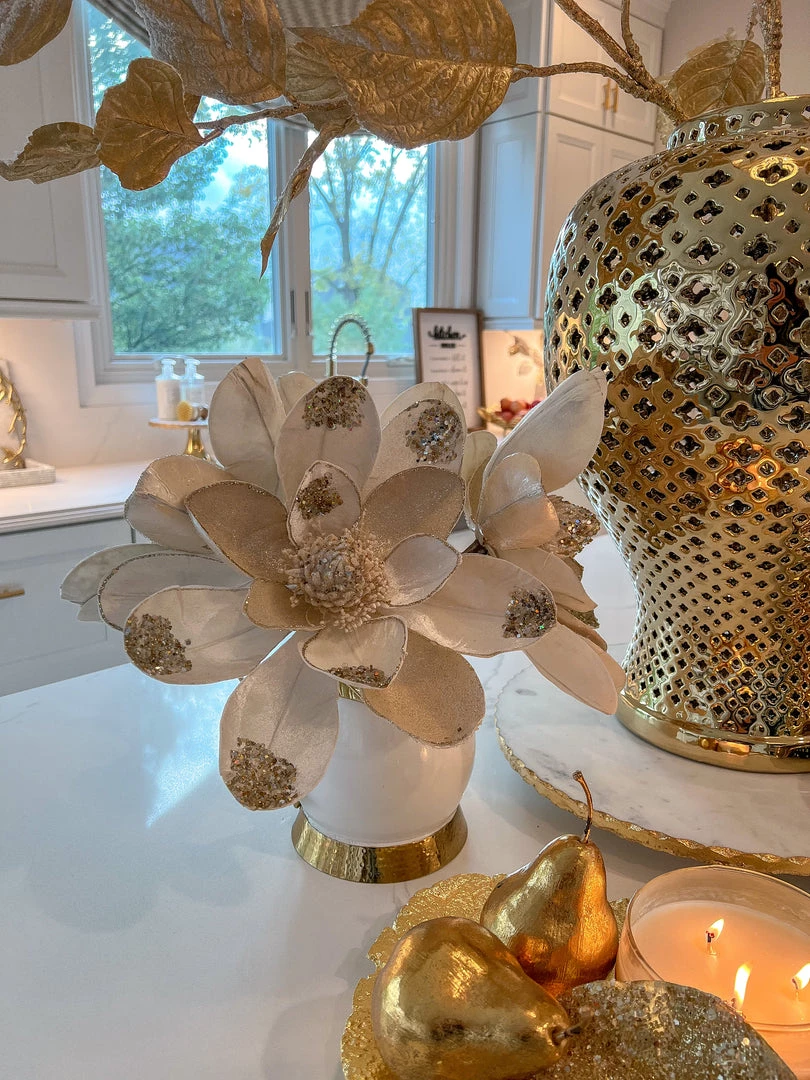 Inspire Me! Home Decor White Ceramic Pitcher With Gold Leaf Handle And Base 5 Inspire Me! Home Decor White Ceramic Pitcher With Gold Leaf Handle And Base