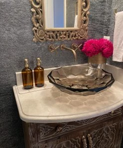 Inspire Me! Home Decor Amber Glass Soap Dispenser W/ Brass Finish Pump KITCHEN