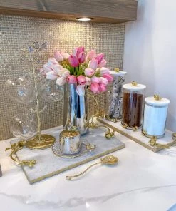 Inspire Me! Home Decor Glass Pomegranate Canisters W/ Marble Lid (3 Sizes) 7 Inspire Me! Home Decor Glass Pomegranate Canisters W/ Marble Lid (3 Sizes)