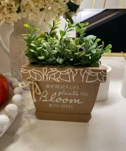 Inspire Me! Home Decor Faux Foliage Potted Inspirational Sign (3 Styles)