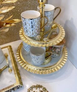 Inspire Me! Home Decor Two Tiered Cake Stand With Ripple Edge (2 Colors)