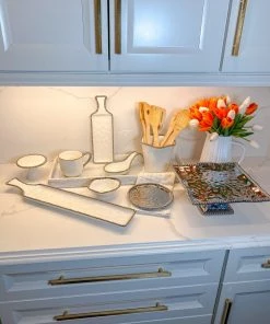 Inspire Me! Home Decor Short Silver And White Beaded Tray 10 Inspire Me! Home Decor Short Silver And White Beaded Tray