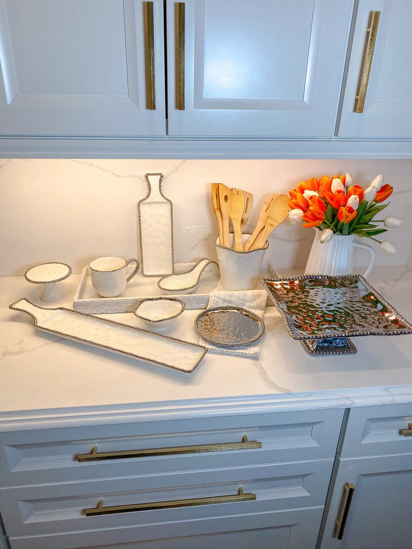 Inspire Me! Home Decor Short Silver And White Beaded Tray 6 Inspire Me! Home Decor Short Silver And White Beaded Tray