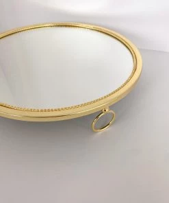 Inspire Me! Home Decor Gold Circle Mirror Tray W/ Circle Feet