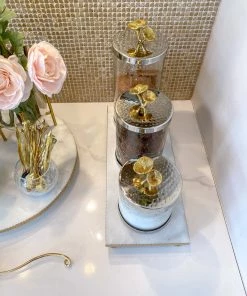 Inspire Me! Home Decor Silver And Gold Flower Top Canister (3 Sizes)