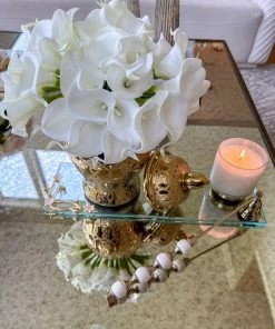 Inspire Me! Home Decor Rectangular Glass Tray With Cherry Blossom Details