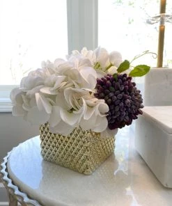 Inspire Me! Home Decor Floral Stems Real Touch White Hydrangea Stem