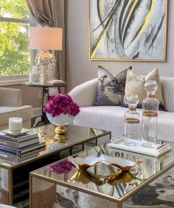 Inspire Me! Home Decor White Glass Bowl With Gold Round Base