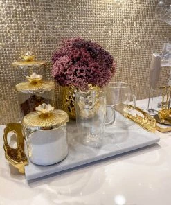 Inspire Me! Home Decor Glass Canister With Metal Floral Lid (3 Sizes) (2 Colors) 12 Inspire Me! Home Decor Glass Canister With Metal Floral Lid (3 Sizes) (2 Colors)