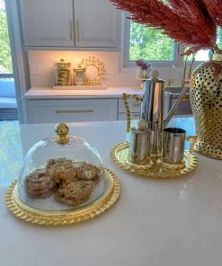 Inspire Me! Home Decor Gold Cake Dome With Ripple Edge (2 Colors) 15 Inspire Me! Home Decor Gold Cake Dome With Ripple Edge (2 Colors)