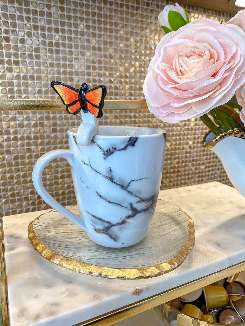 Inspire Me! Home Decor White Stir Spoon W/ Monarch Butterfly Topper KITCHEN 3 Inspire Me! Home Decor White Stir Spoon W/ Monarch Butterfly Topper KITCHEN