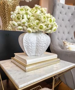 Inspire Me! Home Decor White Pomegranate Vase With Gold Trim (2 Sizes)