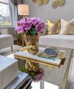 Inspire Me! Home Decor Charcoal Grey Marble Hexagon Coasters W/ Gold Edge