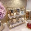 Inspire Me! Home Decor Two Tiered Marble Stand W/ Gold Frame