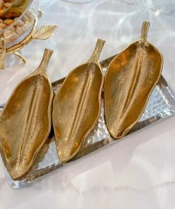 Inspire Me! Home Decor Gold Wavy Leaf Tray