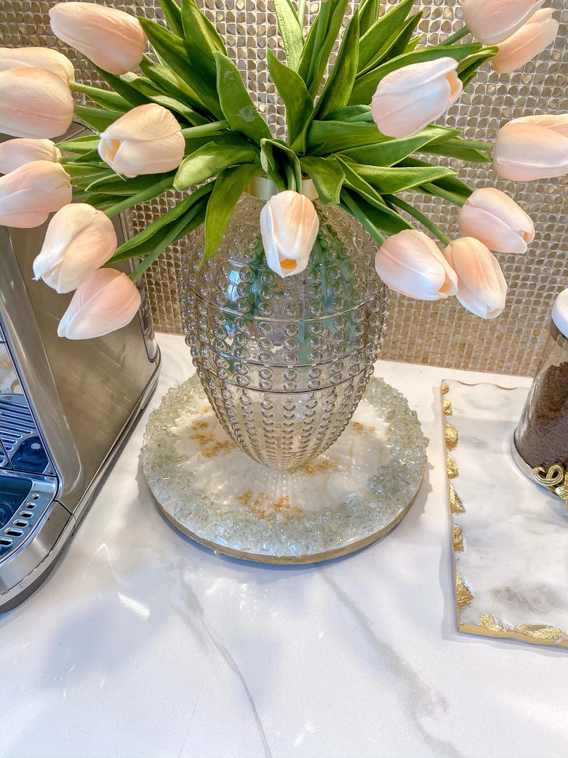 Inspire Me! Home Decor Round White Resin Tray/Trivet 10 Inspire Me! Home Decor Round White Resin Tray/Trivet