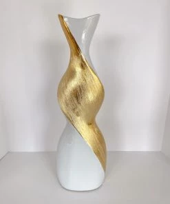 Inspire Me! Home Decor Gold And White Twisted Vase (2 Sizes)