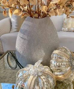 Inspire Me! Home Decor Ceramic Textured Metallic Vase ( Gold & Silver )