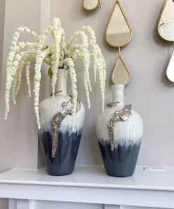 Inspire Me! Home Decor Large Glass Vase W/ Silver Metal Decor (2 Sizes)