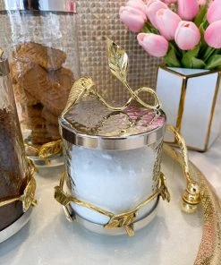 Inspire Me! Home Decor Hammered Glass Canister W/ Gold Leaf Lid (3 Sizes)