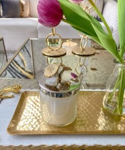 Inspire Me! Home Decor Silver And Gold Detailed Lid Candle - Vanilla (6 Styles)