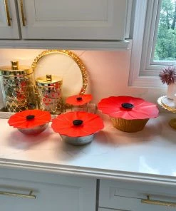 Inspire Me! Home Decor KITCHEN Silicone Poppy Flower Pot Lids (5 Sizes)