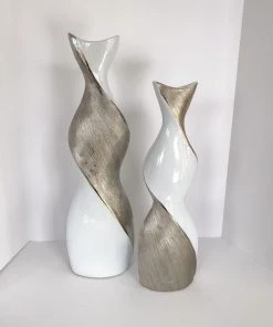 Inspire Me! Home Decor Silver And White Twisted Vase (2 Sizes)
