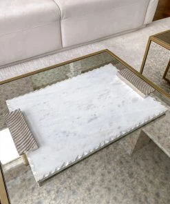 Inspire Me! Home Decor Marble Tray W/ Silver Edge And Textured Handles 8 Inspire Me! Home Decor Marble Tray W/ Silver Edge And Textured Handles