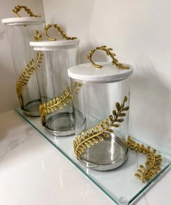 Inspire Me! Home Decor Gold Curry Leaf Canister (3 Sizes)