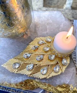 Inspire Me! Home Decor Crystal Stud Tree Leaf Tealight Holder ( 2 Colors )