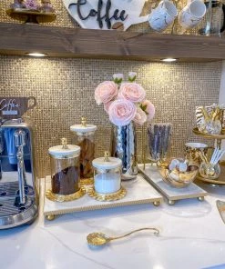 Inspire Me! Home Decor White Marble Tray W/ Gold Textured Edge (2 Size)