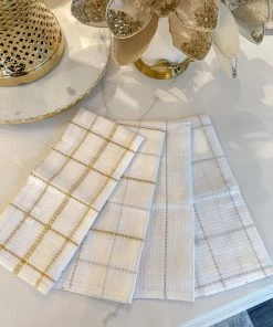Inspire Me! Home Decor Set Of 2 Metallic Thread Gold Silver Dish Cloths