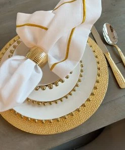 Inspire Me! Home Decor White And Gold Beaded Dinner Set 18 Inspire Me! Home Decor White And Gold Beaded Dinner Set