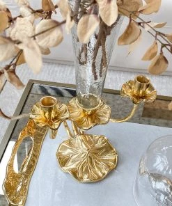 Inspire Me! Home Decor Gold Lotus Vase & Candle Holder