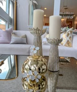 Inspire Me! Home Decor Round Dish With Cover And White Jeweled Flower Details (2 Colors)