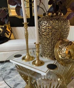 Inspire Me! Home Decor Marble Footed Tray W/ Black Circles