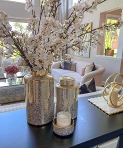 Inspire Me! Home Decor Jars White And Gold Elegant Jar With Lid (2 Sizes)