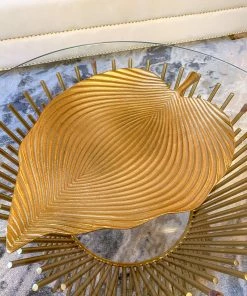 Inspire Me! Home Decor Large Gold Engraved Leaf Tray