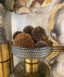 Inspire Me! Home Decor Grey & Gold Studded Vase With Gold Base (3 Sizes)