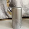Inspire Me! Home Decor Silver Pillar Candle With Silver Glitter Band