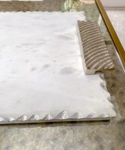 Inspire Me! Home Decor Marble Tray W/ Silver Edge And Textured Handles 9 Inspire Me! Home Decor Marble Tray W/ Silver Edge And Textured Handles