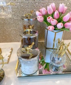 Inspire Me! Home Decor Hammered Glass Canister W/ Gold Bird Lid ( 3 Sizes Available) 12 Inspire Me! Home Decor Hammered Glass Canister W/ Gold Bird Lid ( 3 Sizes Available)