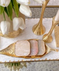 Inspire Me! Home Decor Coaster W/ Gold Trim (2 Colors) Price For 1